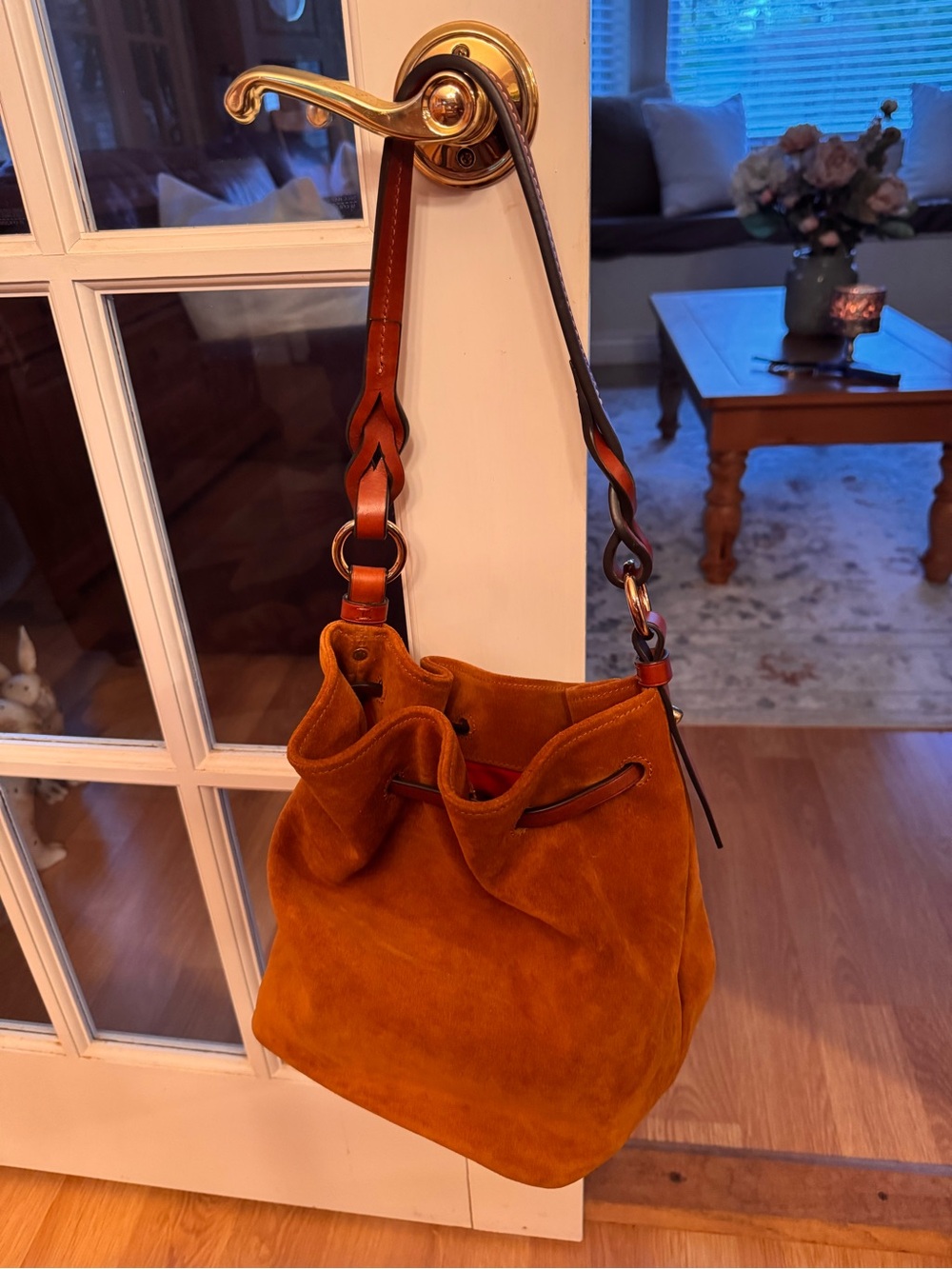 Dooney & Bourke Chestnut/Chestnut Suede Drawstring Bucket Bag - Picture 2 of 2